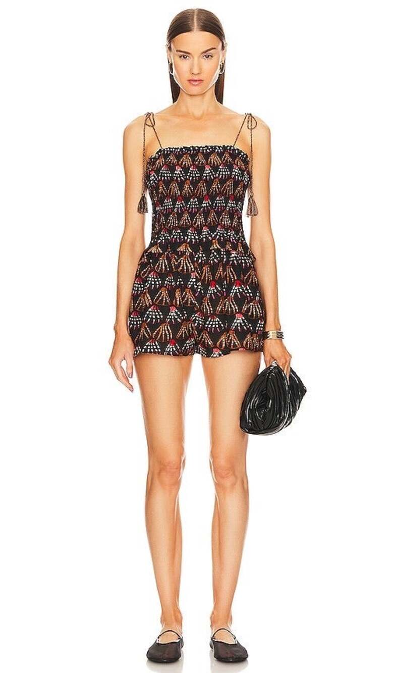 Ulla Johnson Adalia Smocked Bodice Coverup Romper braided tassel WOMENS MEDIUM